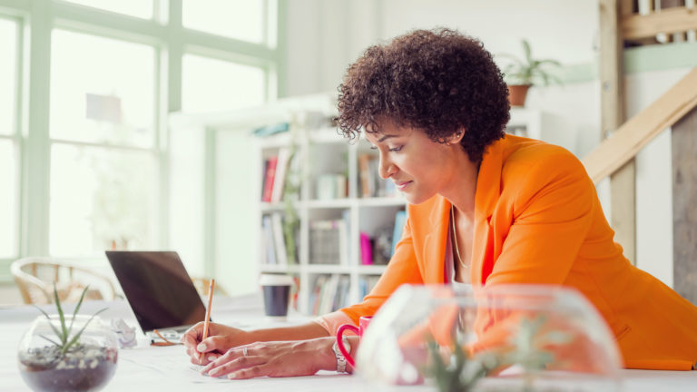 woman working on a plan