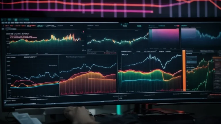 a computer screen displays colorful graphs and charts analyzing sales performance.