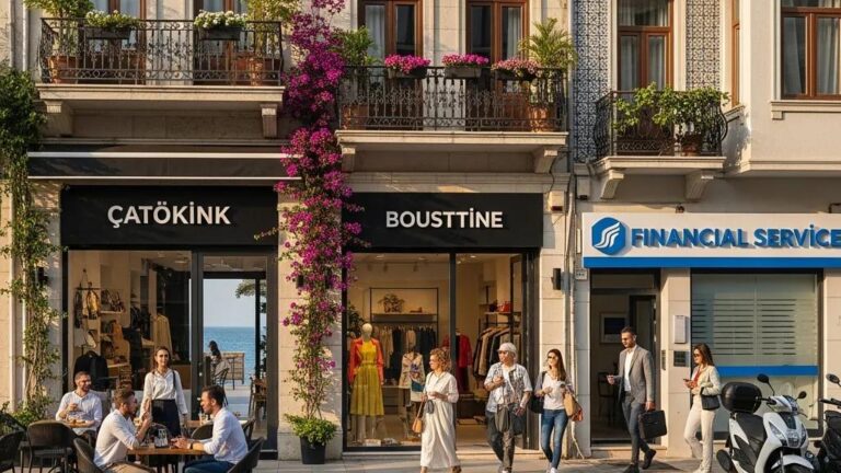 Vibrant street scene in Mersin featuring local businesses and community interactions